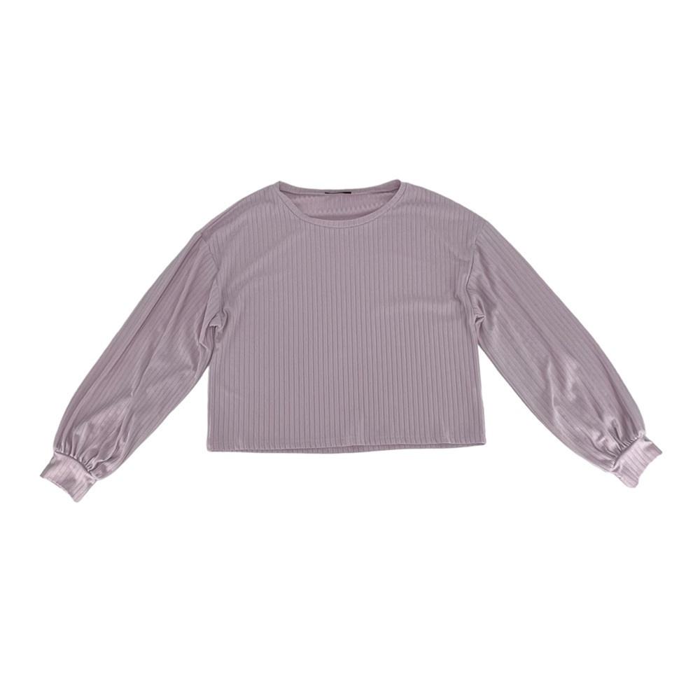 SHEIN Purple Ribbed Cropped Long Sleeve Top Size Large Women’s